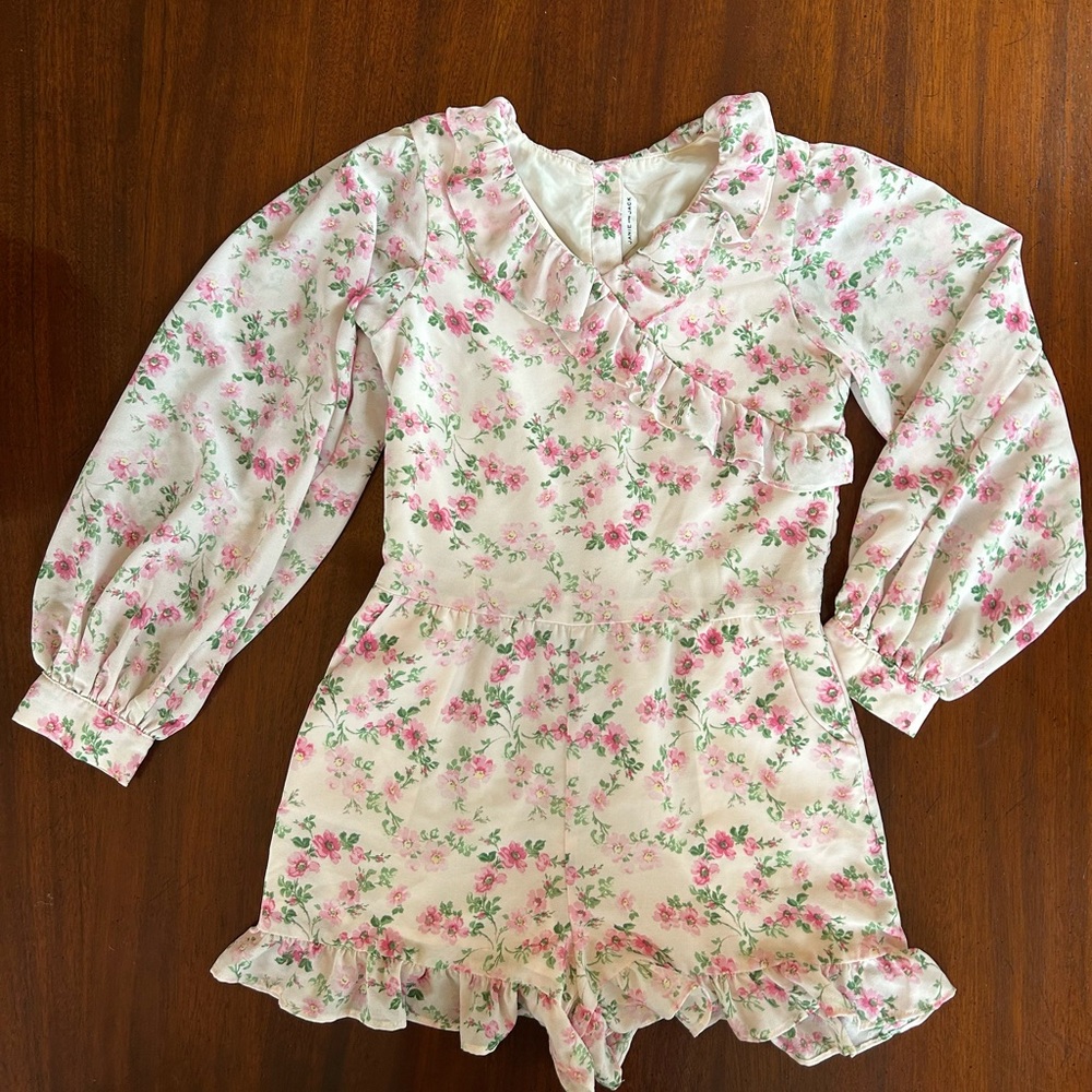 JANIE AND JACK DARLING PINK FLORAL ROMPER